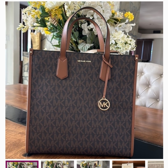 Michael Kors Collection Handbags - Michael Kors LG NS TOTE Maple Color:Brown